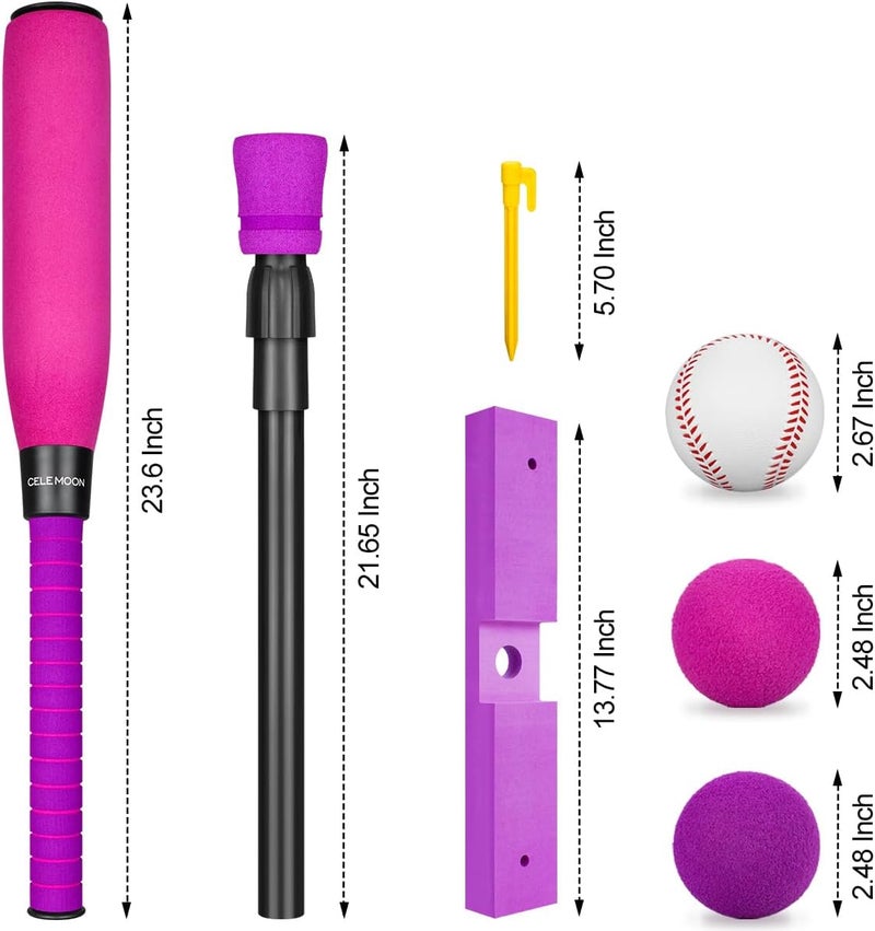 CELEMOON Adjustable TEE Foam T Ball Sets for Kids 3-5 Baseball Softball Bat Set Teeball Batting, 8 Balls Included for Toddlers Boys Girls Gift 3-5 5-8 Years Indoor Outdoor Sport Playing Toys - Image 3